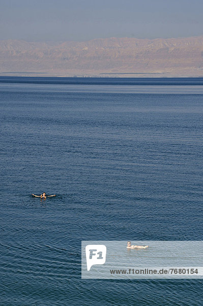 Jordan  Dead Sea  people swimming in salty water                                                                                                                                                        