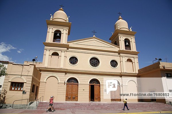 Rosario Cathedral in the main square of Cafayate  Salta Province  Argentina  South America