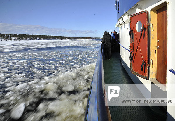 Europe  Sweden  Pitea  people on icebreaker ship in Gulf of Bothnia                                                                                                                                     