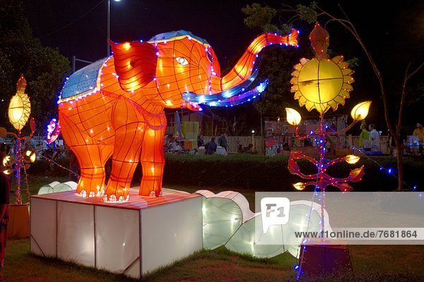 Chiang Mai city by night  Loi Krathong festival  Thailand                                                                                                                                               