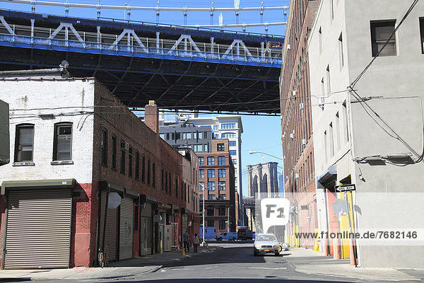Manhattan and Brooklyn Bridges  DUMBO  Brooklyn  New York City  United States of America  North America