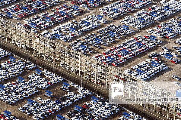 Aerial view  parking space for vehicles  vehicle logistics  BLG Logistics Group