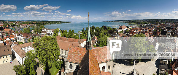 Panoramic view from Konstanz Minster of Our Lady over Lake Constance and the historic town centre  Konstanz  Lake Constance  Baden-Wuerttemberg  Germany  Europe  PublicGround