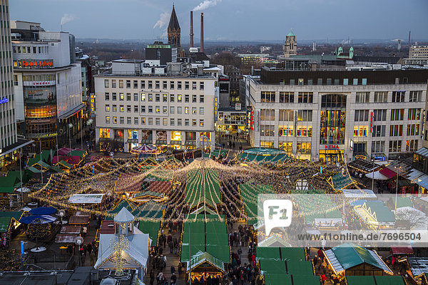 Christmas market on Kennedyplatz square  downtown Essen