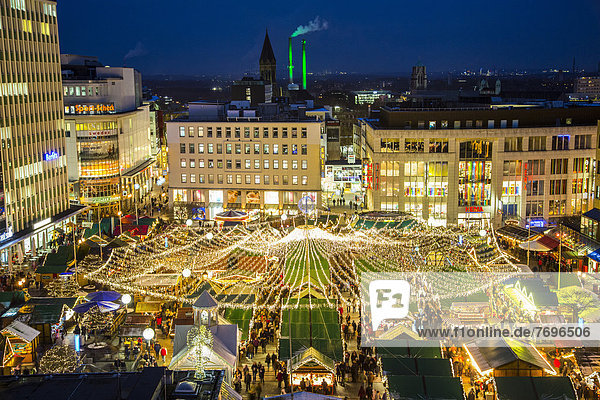 Christmas market on Kennedyplatz square  downtown Essen