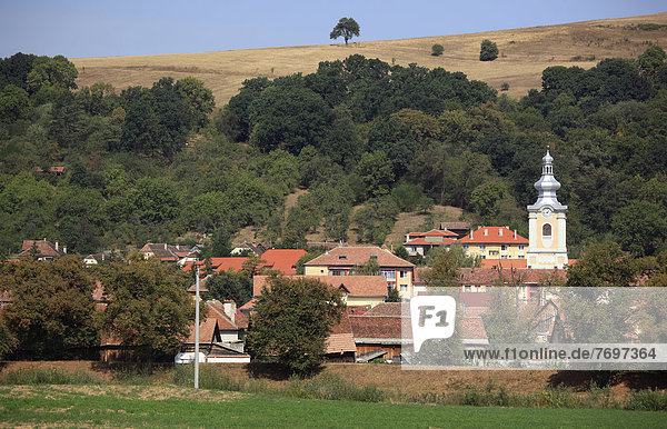 View of the village of Rupea or Reps with its Gothic church