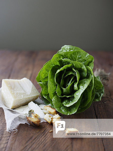 Lettuce  Parmesan cheese  and croutons