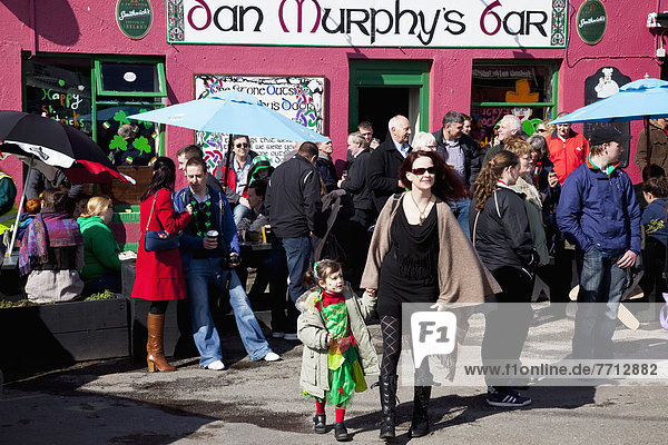 Pedestrians On The Street Outside Dan Murphy's Bar  Sneem  County Kerry  Ireland