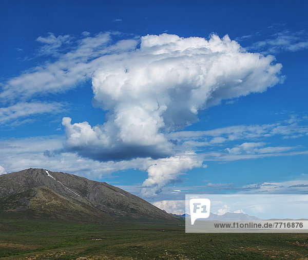 Cumulus clouds forming over the dempster highway Yukon canada