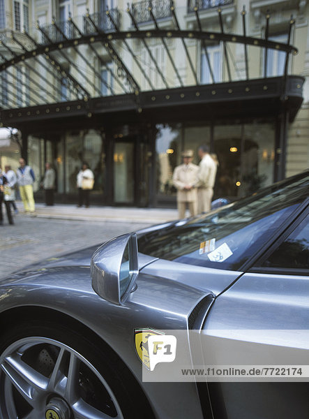 Ferrari Parked Outside La Hermitage Hotel