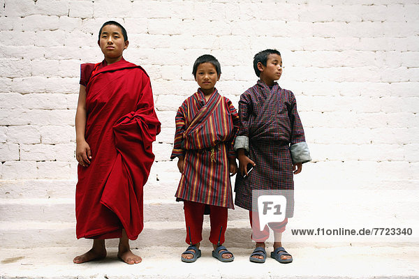Three Young Monks  Punakha  Bhutan