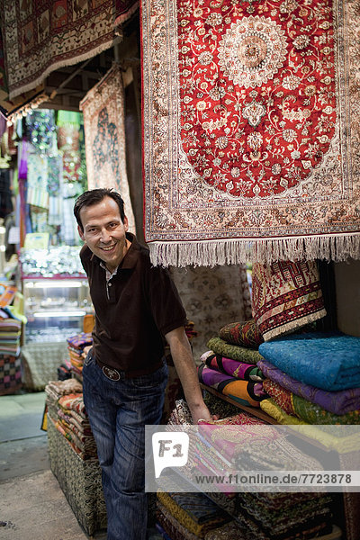 Carpet And Rug Vendor In The Kapali Carsi (Grand Bazaar) Beyazit  Istanbul  Turkey. Photo © Vicki Couchman /Axiom