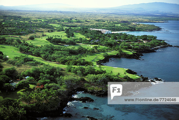 Hawaii  Big Island  Strand  Urlaub  Golfsport  Golf  Luftbild  Kurs  Hawaii