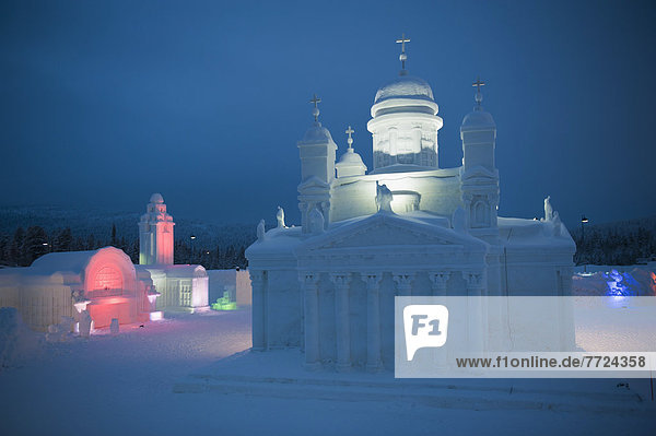 Whitewashed Church At The Icium Wonderworld Of Ice Sculpture Park Levi Lapland Finland