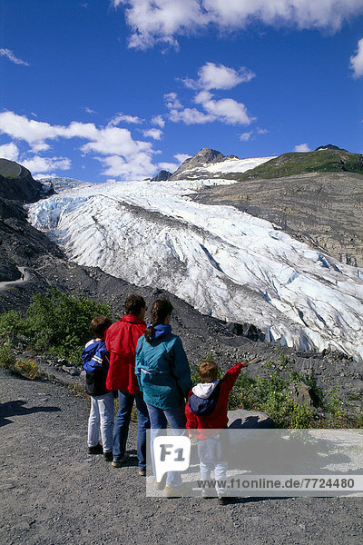 Alaska  Worthington Glacier  Family Enjoying Beauty  View From Behind B1658