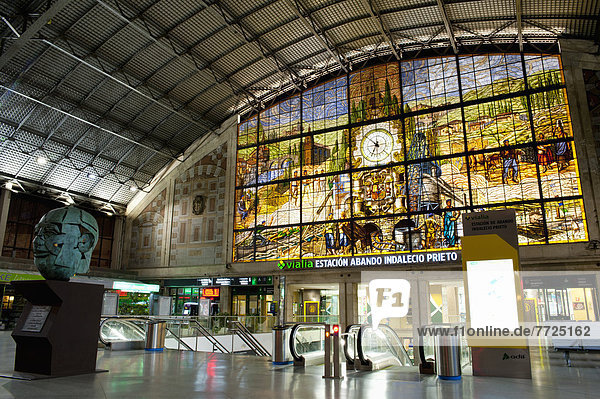 Glasswork In Abando Train Station  Bilbao  Basque Country  Spain