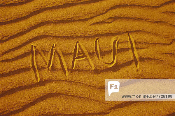 Buchstabe schreiben Close-up close-ups close up close ups Sand Muster Hawaii Maui