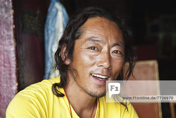 Portrait Of Tibetan Man In Tibetan Refugee Colony In Leh  Ladhak  India