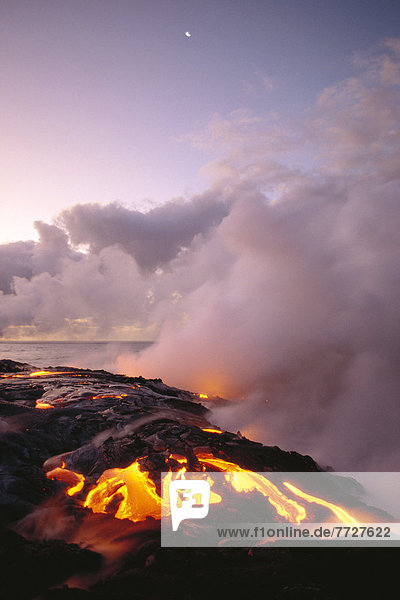 Hawaii  Big Island  Ozean  Sonnenaufgang  Lava  fließen  frontal  Hawaii