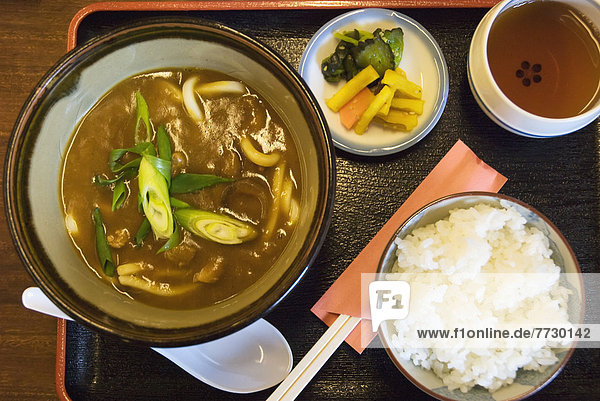 Japanese Meal With Soup  Rice And Tea  Nara  Japan