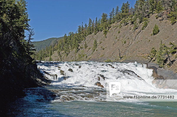 Water Rushing Over Rocky Falls  Alberta Canada