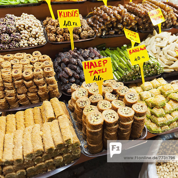 Food On Trays For Sale At The Grand Bazaar  Istanbul Turkey