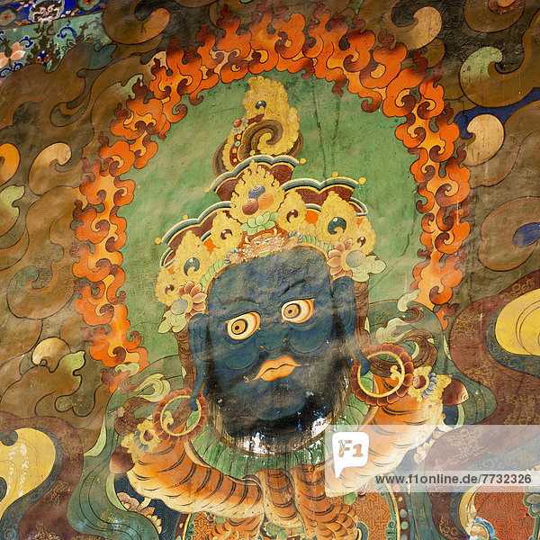 Colorful painted image at Sera Monastery  Lhasa  Xizang  China