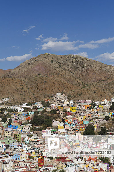 Farbaufnahme Farbe Gebäude Mexiko Ansicht Innenstadt Guanajuato