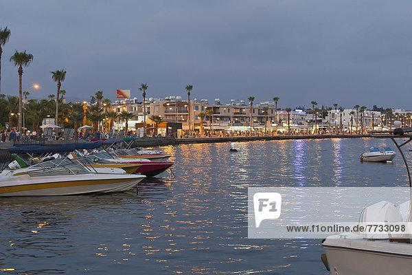 Cyprus  Harbor at dusk  Paphos