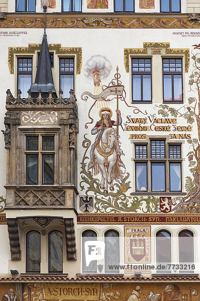 Czech Republic  Ornate facade of building  Prague