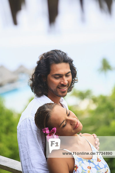 A Couple In Love At Bora Bora Nui Resort And Spa  Bora Bora Island Society Islands French Polynesia South Pacific