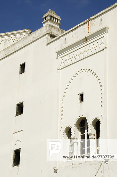 A whitewash building against a blue sky Casablanca morocco