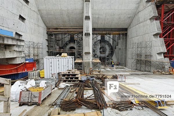 Baustelle Neues Wasserkraftwerk Rheinfelden  Einlauf Oberwasser  Kammer 1 und 2