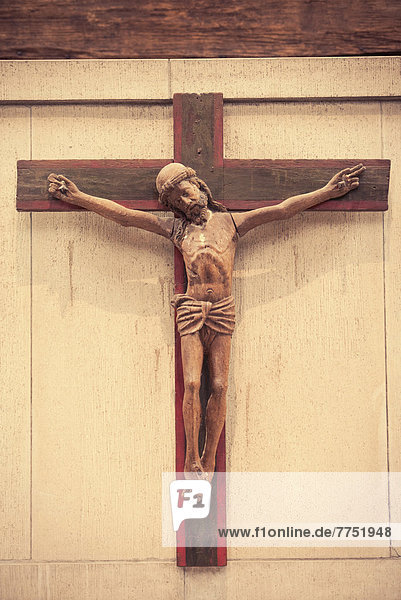 Jesus on the cross  sculpture made in wood
