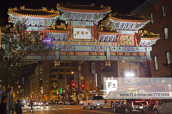 The Friendship Archway in Chinatown  the traditional Chinese gate celebrating Washington's friendship with its sister city  Beijing
