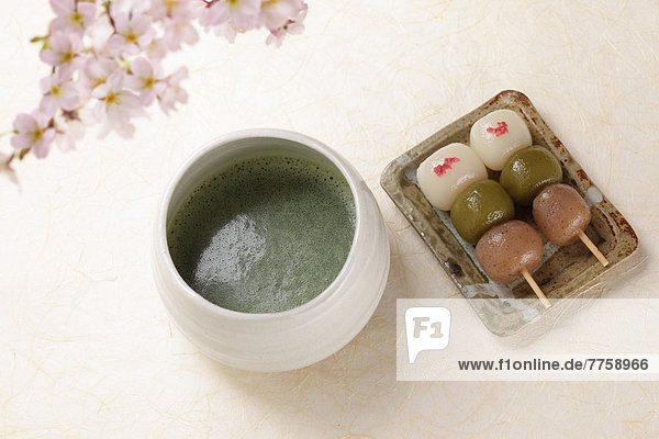 Matcha green tea and Japanese confectionery