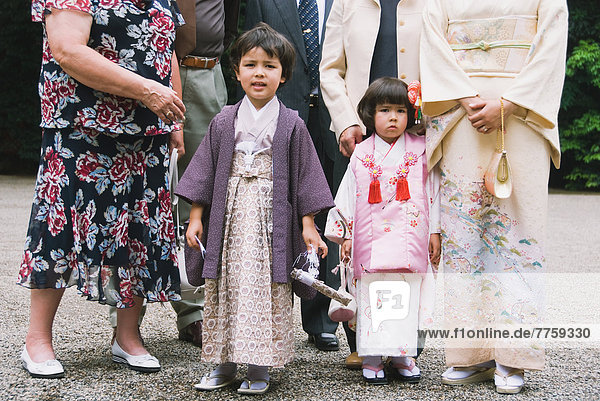 Family in kimono for Seven-Five-Three Festival