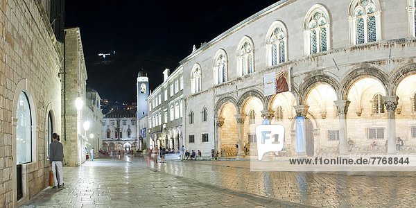 Europa  Nacht  Stadt  Großstadt  Turm  UNESCO-Welterbe  Glocke  Kroatien  Dubrovnik  alt