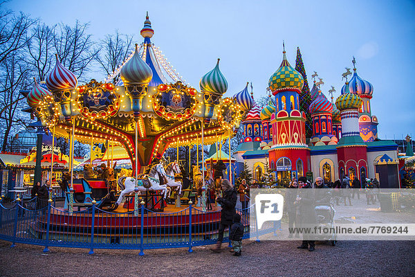 Carousel  Christmas market in the Tivoli Gardens amusement park