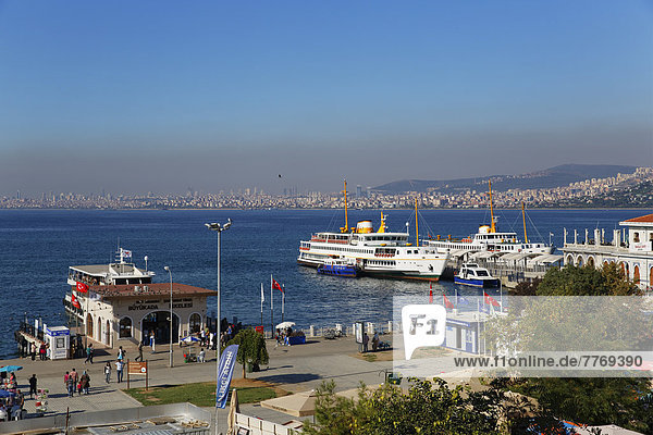 Port in Bueyuekada looking towards Istanbul Sea of ??Marmara