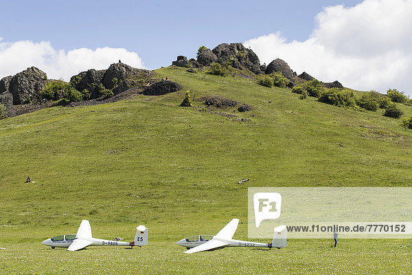 Gliders or sailplanes on Hohen Doernberg Mountain