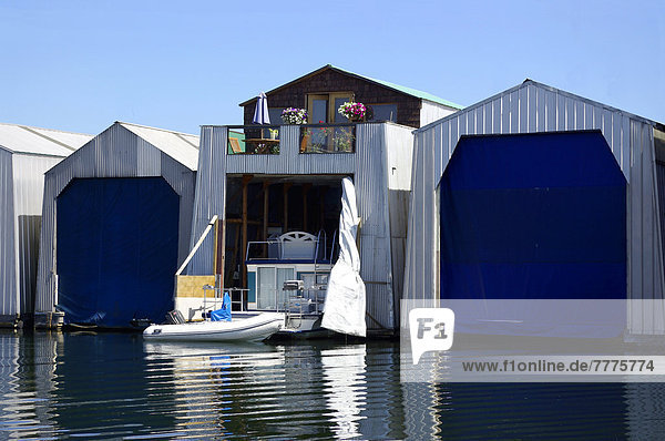 Garages for yachts at the marina in North Vancouver  Canada