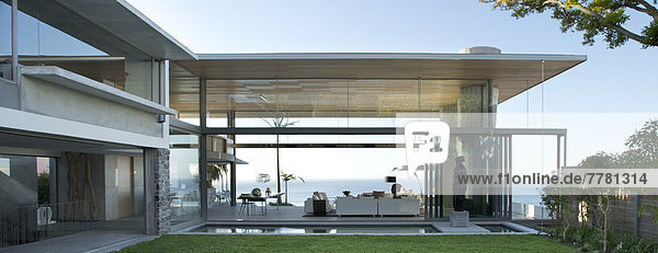 Patio and swimming pool of modern house