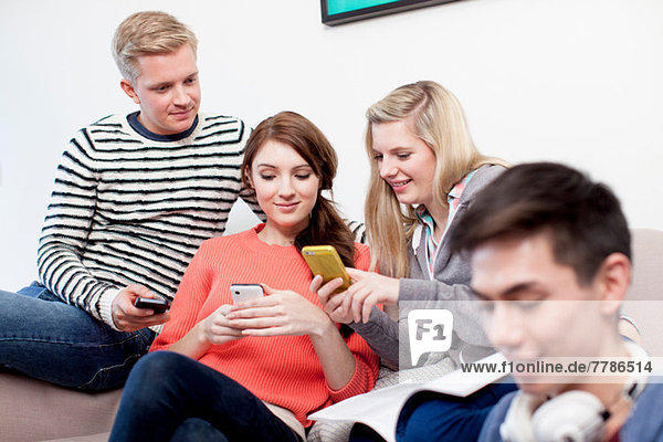 Students with cell phones