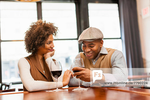 Couple at wine bar