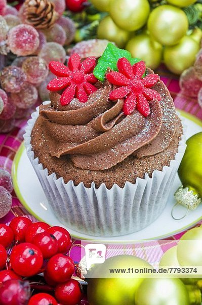 Blume Weihnachten Dekoration Schokolade rot Zucker cupcake