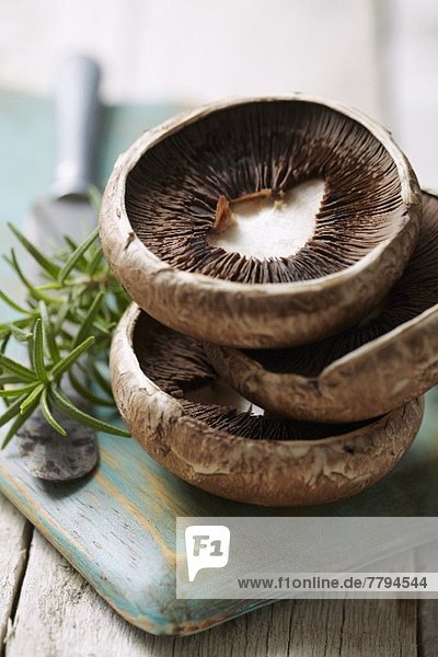 A stack of mushroom tops