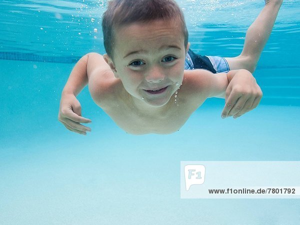 USA Utah Orem Boy (6-7) swimming in pool