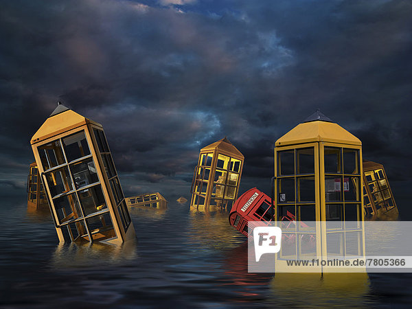 Telephone booths  sinking in water