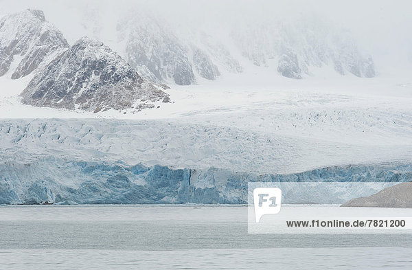 Gletschereis im Fjordfels